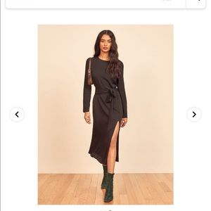 New! Reformation Belted black Jeana Dress